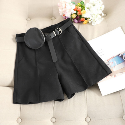 Модерен дамски къс панталон с висока талия и колан 