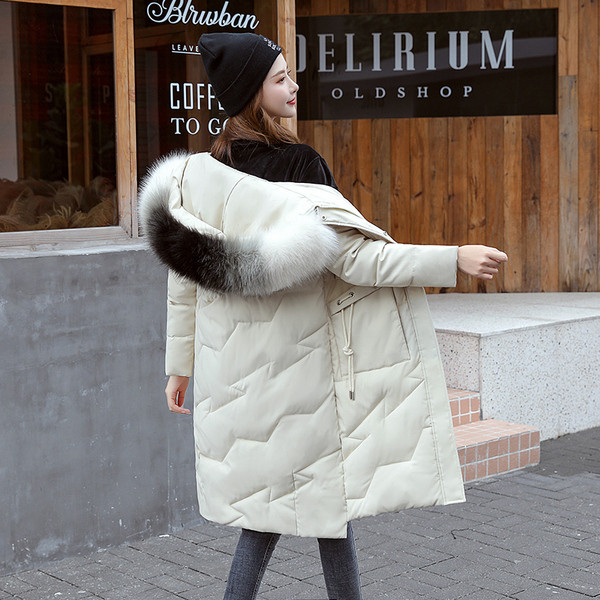 Geaca lunga de dama model NOU cu gluga si puf in culori irizate - mai multe culori