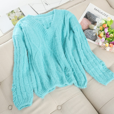 Γυναικείο πουλόβερ με μακρύ μανίκι σε Πράσινο, Κίτρινο, Μπλε και Άσπρο χρώμα