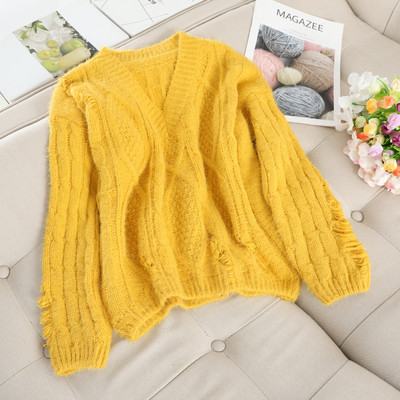 Γυναικείο πουλόβερ με μακρύ μανίκι σε Πράσινο, Κίτρινο, Μπλε και Άσπρο χρώμα