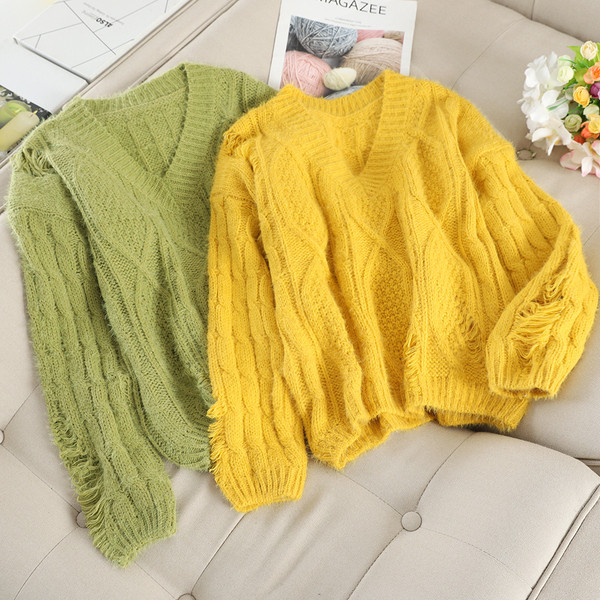 Γυναικείο πουλόβερ με μακρύ μανίκι σε Πράσινο, Κίτρινο, Μπλε και Άσπρο χρώμα