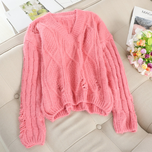 Γυναικείο πουλόβερ με μακρύ μανίκι σε Πράσινο, Κίτρινο, Μπλε και Άσπρο χρώμα