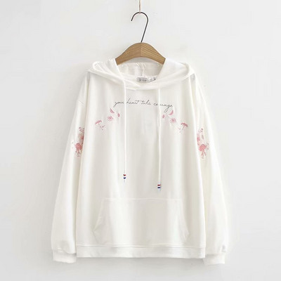 Női alkalmi pulóver kapucnival és zsebbel rózsaszín, fehér és fekete színben