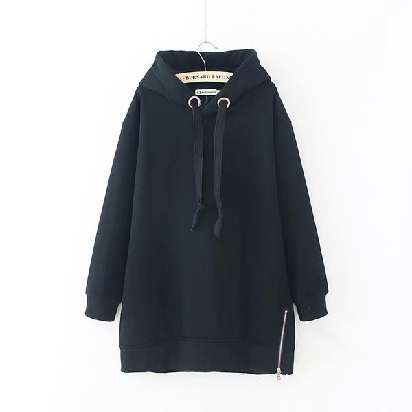 Casual γυναικείο μακρύ φούτερ  με κουκούλα και κορδόνια σε γκρι, πράσινο και μαύρο χρώμα