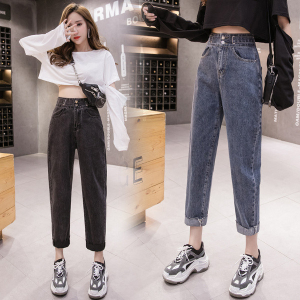 Νέο μοντέλο γυναικεία τζιν  με ψηλή μέση και τσέπες σε μπλε και μαύρο χρώμα