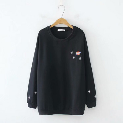 Női alkalmi blúz O-nyakú és hosszú ujjú fehér és fekete színben