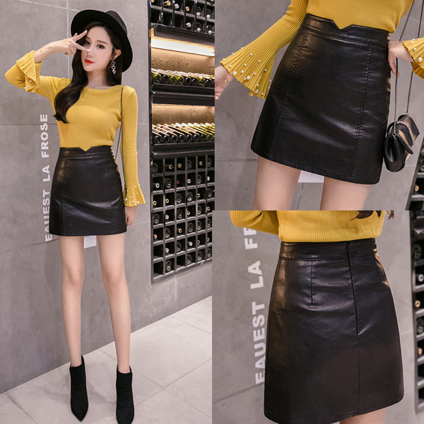 Új modell női szoknya eko bőrből fekete színben