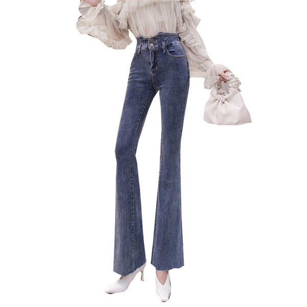 Blugi de dama model nou Model slim cu talie inalta in albastru si gri