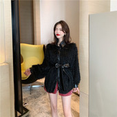 Modern női kabát műbőr gallérral - két színben