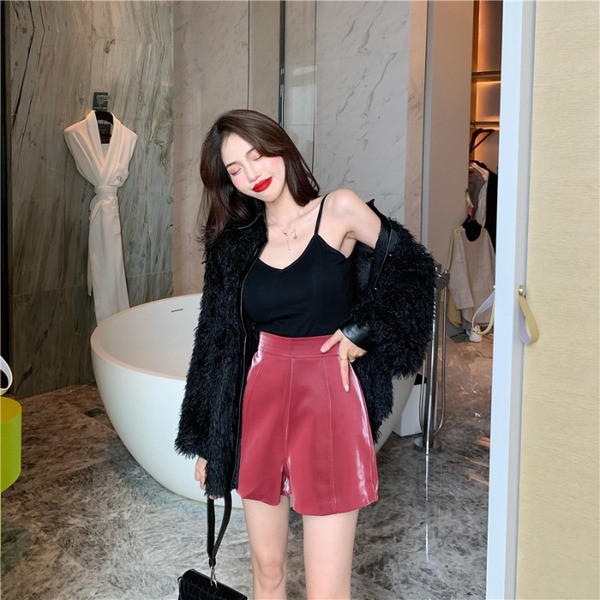 Modern női kabát műbőr gallérral - két színben