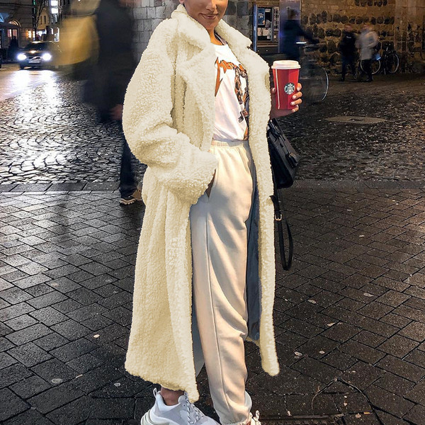 Palton lung de zi cu zi de damă de culoare bej