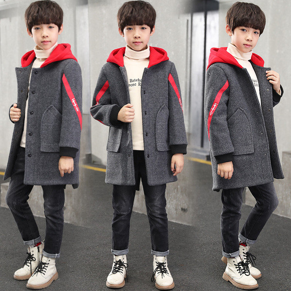 Palton modern pentru copii cu glugă și buzunare