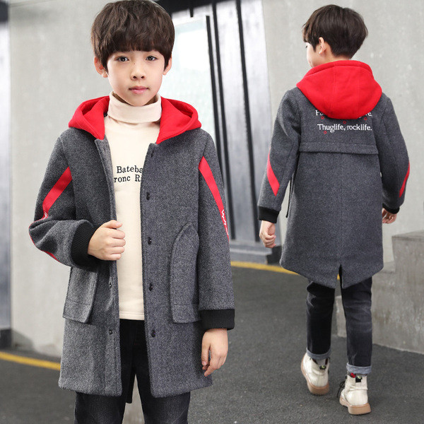 Palton modern pentru copii cu glugă și buzunare
