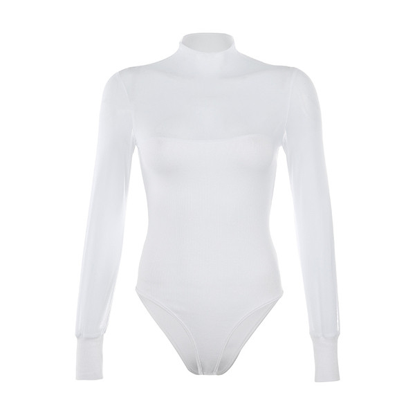 Női alkalmi fehér blúz pólógallérral és hosszú ujjal