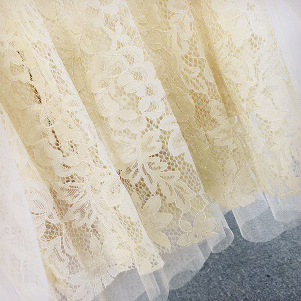 Rochie de dama - model lung cu maneci din dantela in culorile roz si galben