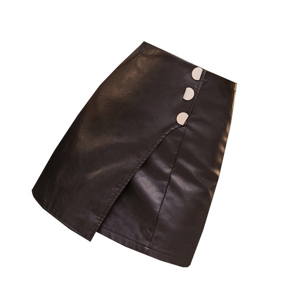 Fusta scurta de dama moderna cu talie inalta si nasturi in negru si galben