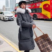 Hosszú női téli kabát zsebekkel, négy színben