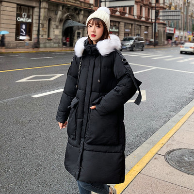 Hosszú női téli kabát zsebekkel, négy színben