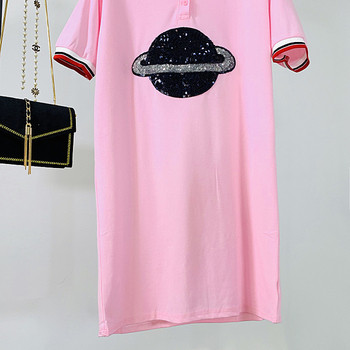 Casual γυναικείο φόρεμα  με κοντό μανίκι και κομψή εφαρμογή