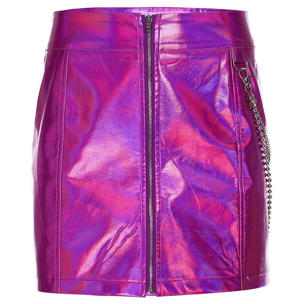 Fusta de dama eleganta cu talie inalta si fermoar din piele ecologica