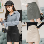 Fusta de dama moderna cu talie inalta in negru, verde si bej