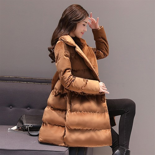 HIT modern női bársony kabát, hátul szalaggal több színben