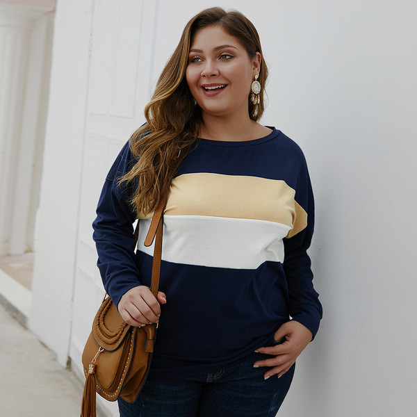 Bluză casual de damă cu mâneci lungi și decolteu O în albastru