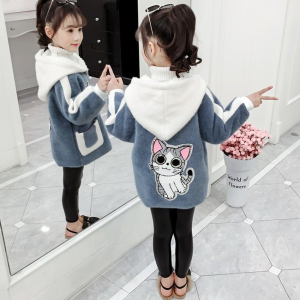 Μοντέρνο παιδικό παλτό σε κίτρινο, μπλε και ροζ χρώμα