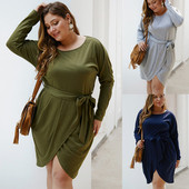 Rochie scurta dama casual cu maneci lungi si cravate in trei culori