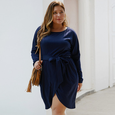 Rochie scurta dama casual cu maneci lungi si cravate in trei culori