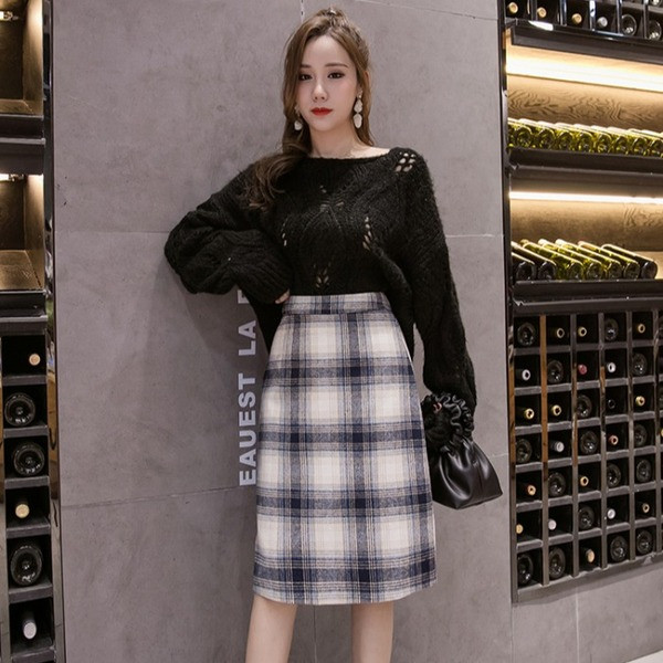 Új modell női kockás szoknya zöld és kék színben