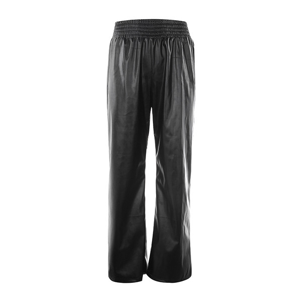 Pantaloni de damă casual, lungi și largi, cu talie înaltă, în negru