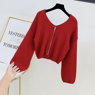 Μοντέρνο γυναικείο πουλόβερ με φερμουάρ σε διάφορα χρώματα