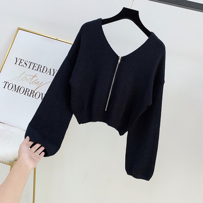 Μοντέρνο γυναικείο πουλόβερ με φερμουάρ σε διάφορα χρώματα