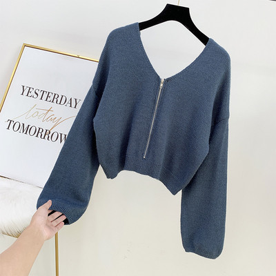 Μοντέρνο γυναικείο πουλόβερ με φερμουάρ σε διάφορα χρώματα