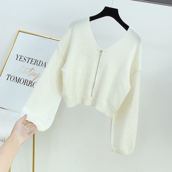 Μοντέρνο γυναικείο πουλόβερ με φερμουάρ σε διάφορα χρώματα