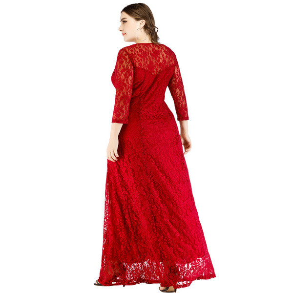 Κομψό μακρύ γυναικείο φόρεμα με μακρύ μανίκ με O-λαιμόκοψη σε τέσσερα χρώματα