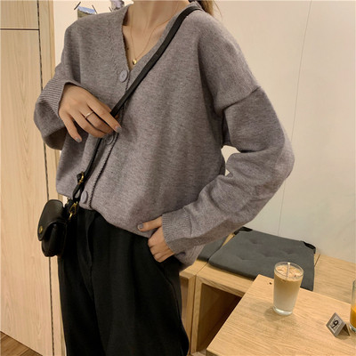 Γυναικεία καθημερινή ζακέτα  με κουμπιά σε μαύρο και γκρι χρώμα