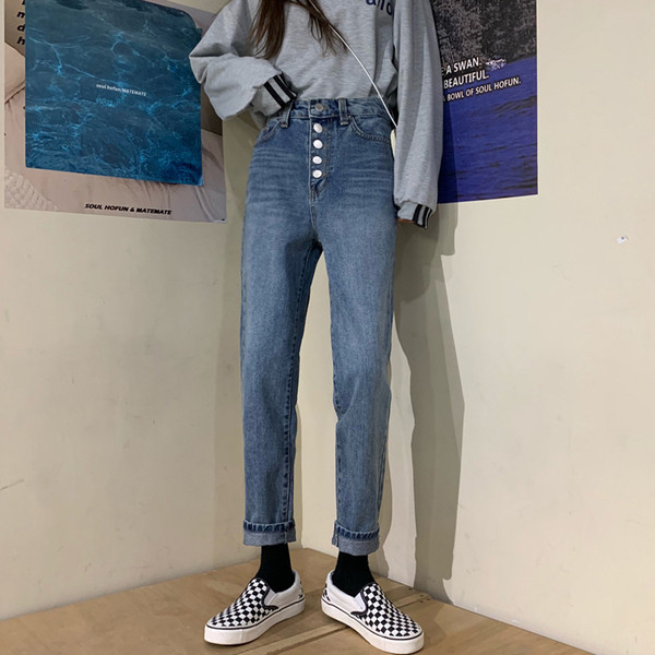 Blugi casual dama in doua culori cu nasturi