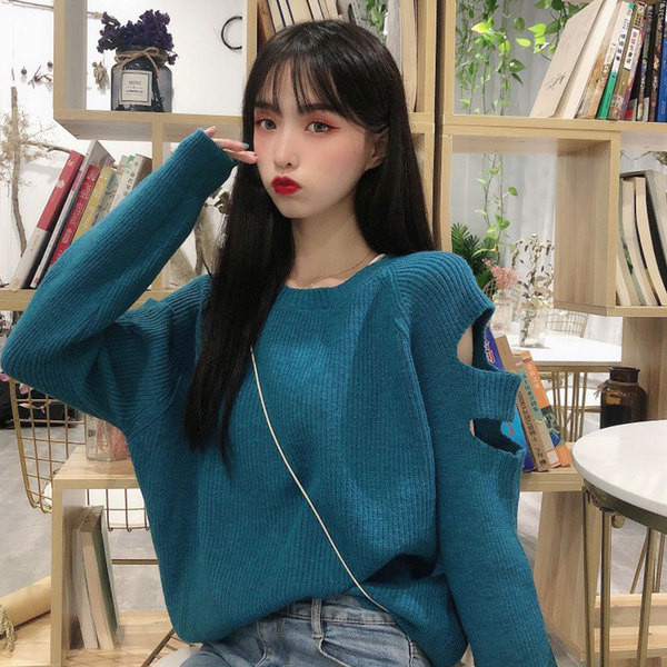 Bluză actuală din jerseu catifea în două culori cu părți decupate