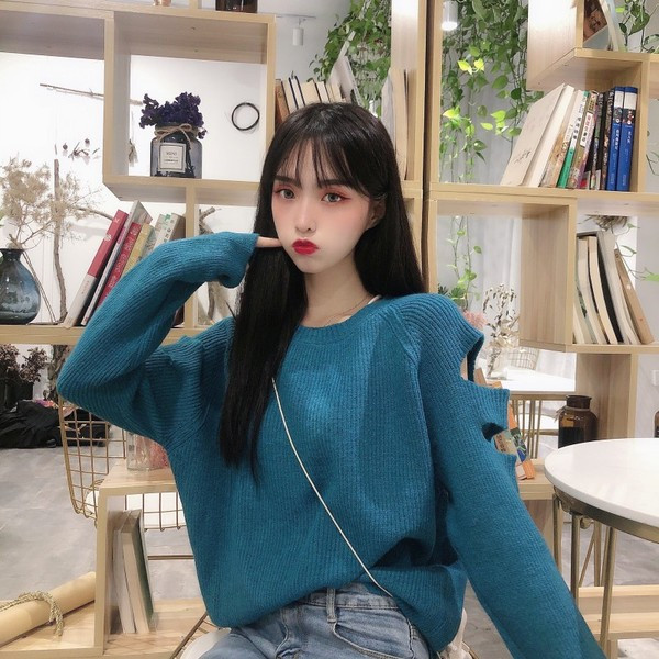 Bluză actuală din jerseu catifea în două culori cu părți decupate