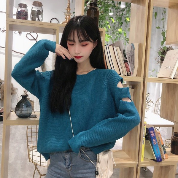 Bluză actuală din jerseu catifea în două culori cu părți decupate