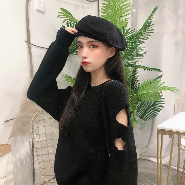 Bluză actuală din jerseu catifea în două culori cu părți decupate