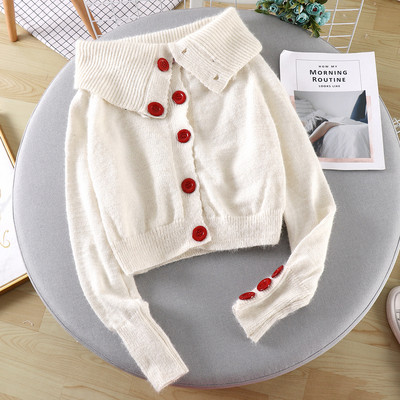 Vesta casual dama alb-negru cu nasturi
