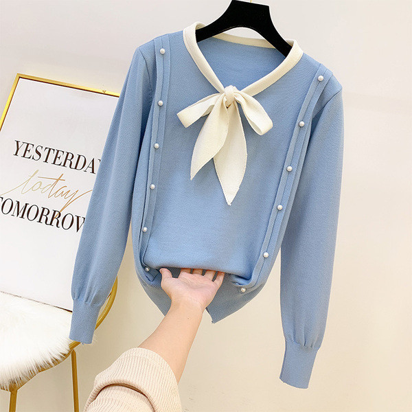 Μοντέρνο γυναικείο πουλόβερ  με κορδέλα σε τέσσερα χρώματα