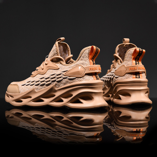 ÚJ Modern férfi tornacipő magas durva talppal, fehér, fekete és narancs színben