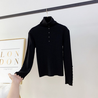 Modern női pulóver magas gallérral, négy színben