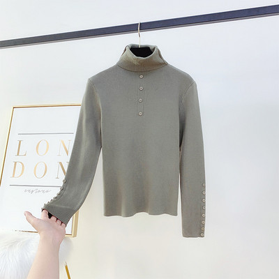 Modern női pulóver magas gallérral, négy színben