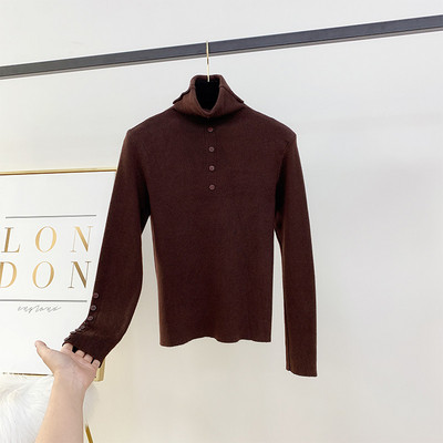 Modern női pulóver magas gallérral, négy színben