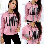 Casual γυναικεία μπλούζα με κουκούλα και δεσμούς σε ροζ χρώμα